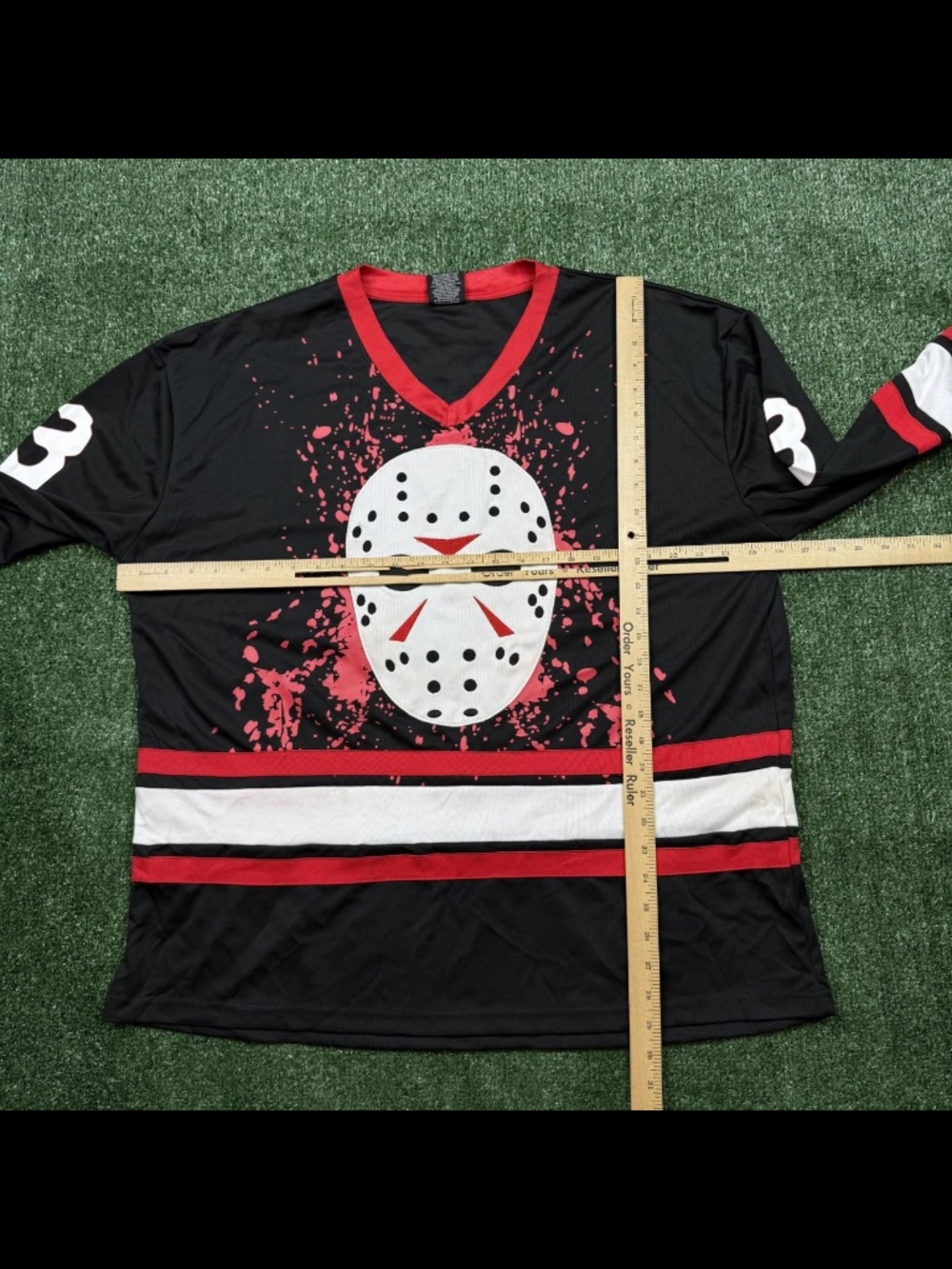 Jason Friday the 13th Hockey Jersey Men's Size XL Black Long Sleeve Bioworld - Picture 3 of 7